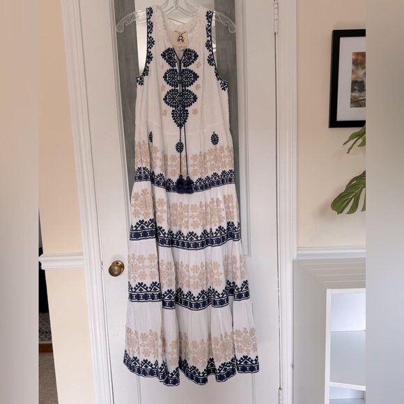 Figue Betty Embroidered Maxi Dress Cottagecore Boho Coastal - Picture 10 of 14
